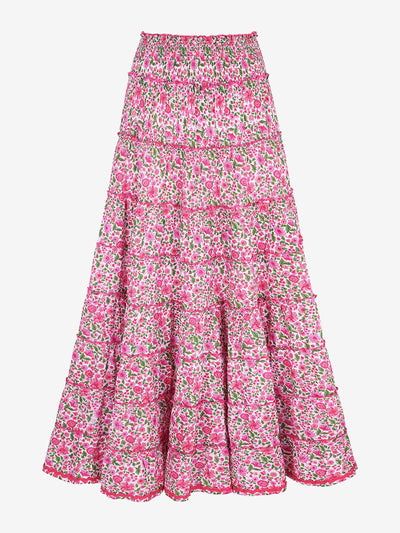 Pink City Prints Hollyhock meadow kolkata skirt at Collagerie