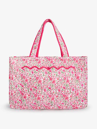 Pink City Prints Hollyhock meadow quilted tote bag at Collagerie