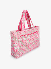 Hollyhock meadow quilted tote bag