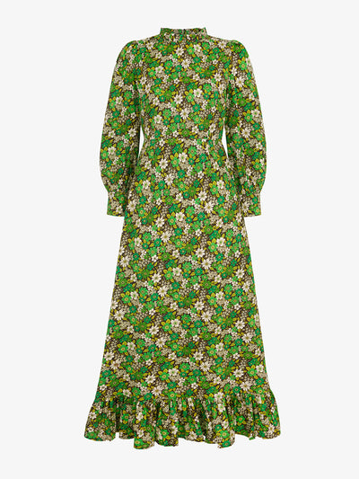 Pink City Prints Lime Ditsy print Penworth dress at Collagerie