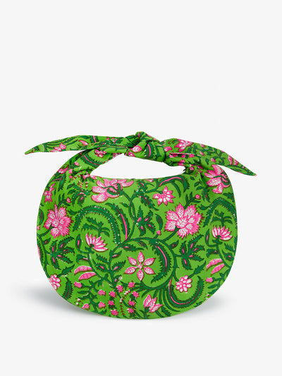 Pink City Prints Lime jungle knotted bag at Collagerie