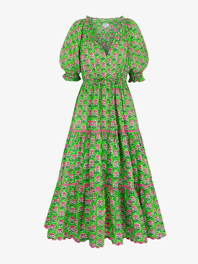 Pink City Prints Lime marigold calypso dress at Collagerie