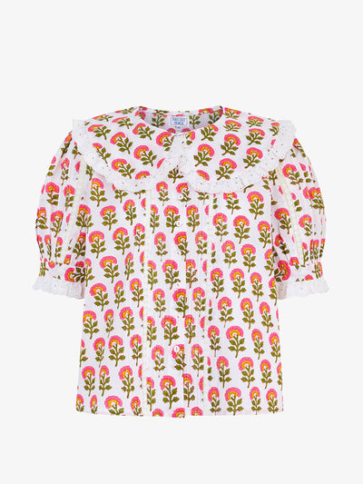 Pink City Prints Lime meadow Ellen blouse at Collagerie