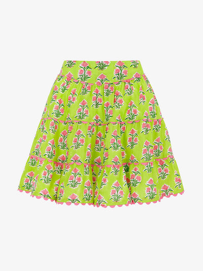 Pink City Prints Lime hibiscus elsie skirt at Collagerie