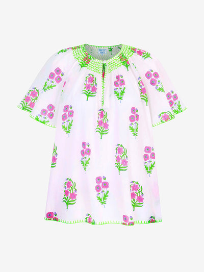 Pink City Prints Neon agapanthus Tamsin blouse at Collagerie