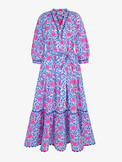 Pink City Prints Neon camellia Marina dress at Collagerie