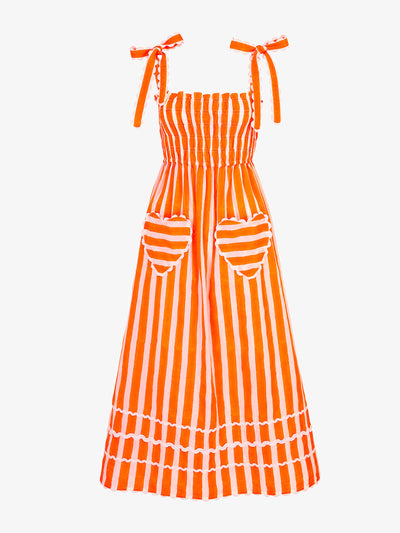 Pink City Prints Neon orange stripe Immy dress at Collagerie