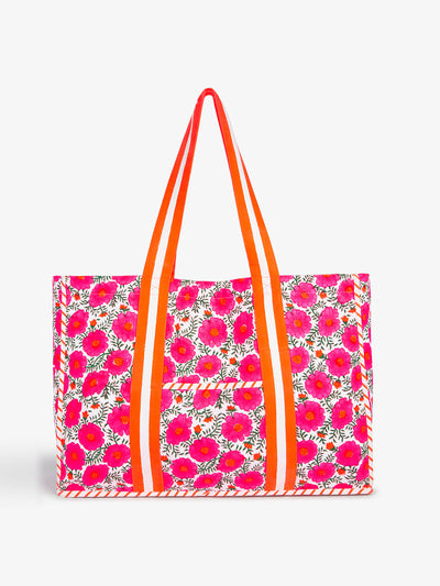 Pink City Prints Neon poppy canvas tote at Collagerie