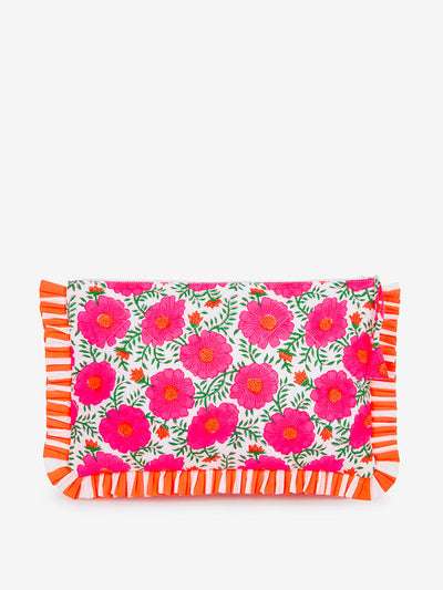 Pink City Prints Neon poppy swim pouch at Collagerie