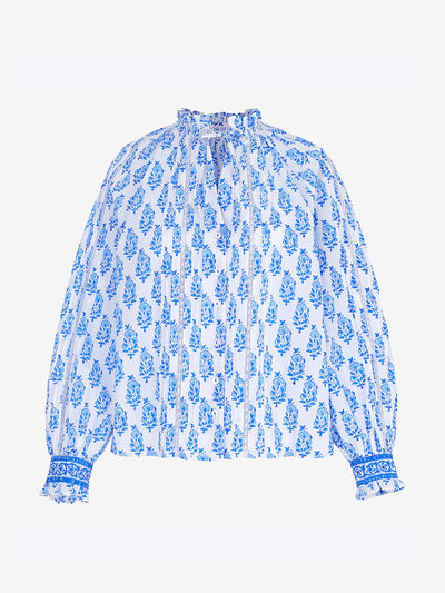 Pink City Prints Ocean zinnia helena blouse at Collagerie