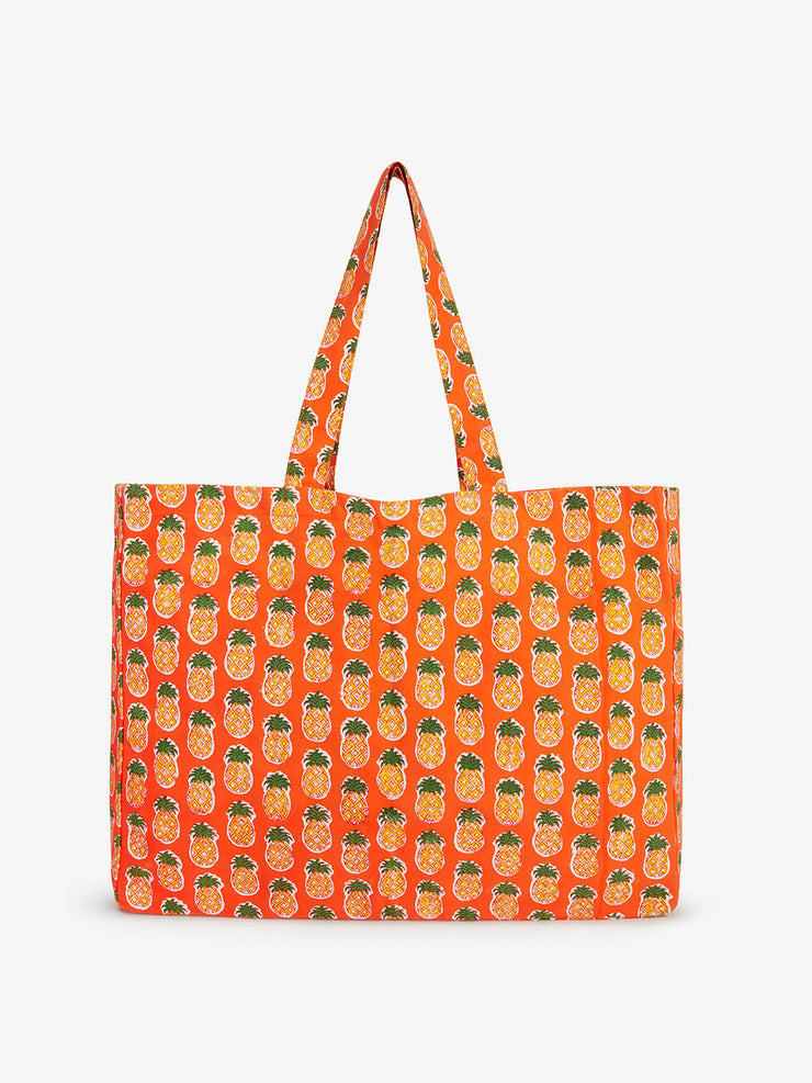 Pineapple print canvas bag Accessory Pink City Prints    - Collagerie