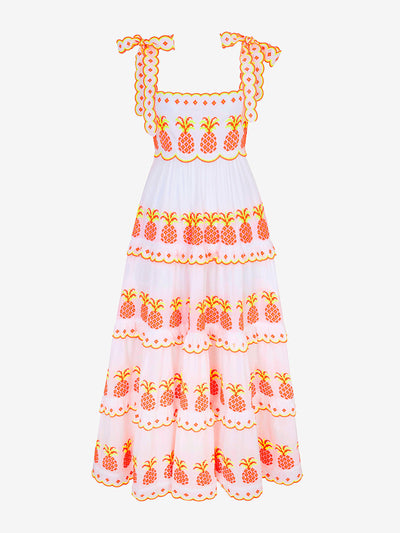 Pink City Prints Pineapple cross stitch athens dress at Collagerie