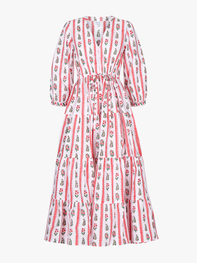 Pink City Prints Pink city stripe maria dress at Collagerie