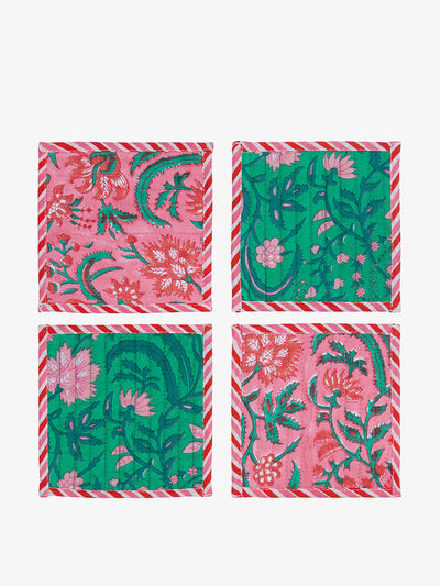 Pink City Prints Pink jungle coasters (set of 4) at Collagerie