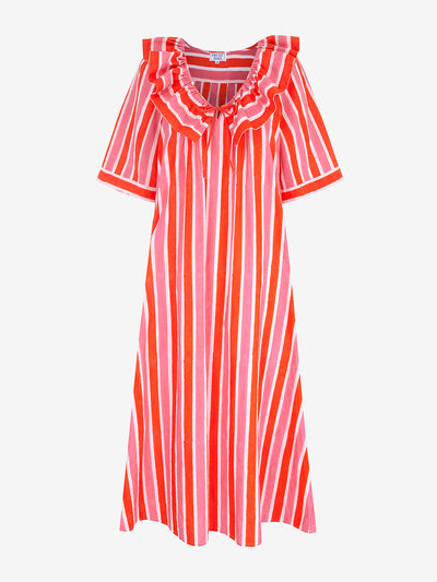 Pink City Prints Raspberry stripe Ava dress at Collagerie