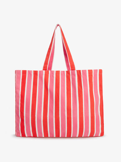 Pink City Prints Raspberry stripe canvas bag at Collagerie