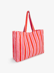 Raspberry stripe canvas bag
