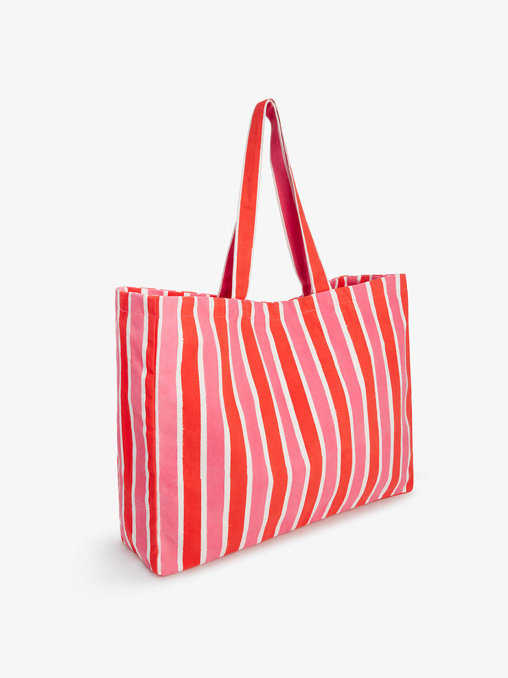 Raspberry stripe canvas bag Accessory Pink City Prints    - Collagerie