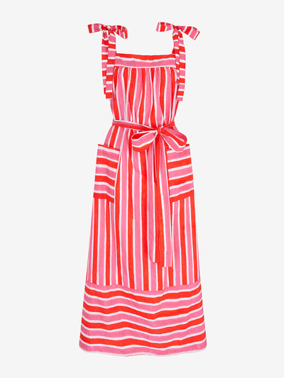 Pink City Prints Raspberry stripe Palma dress at Collagerie
