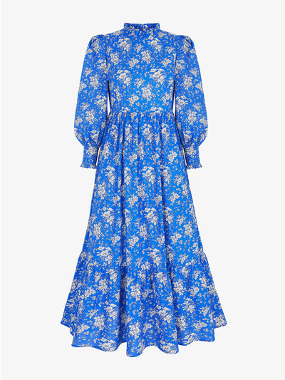 Pink City Prints Royal blue bouquet Petworth dress at Collagerie