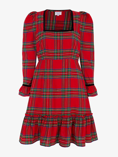 Pink City Prints Ruby tartan Evelyn mini dress at Collagerie