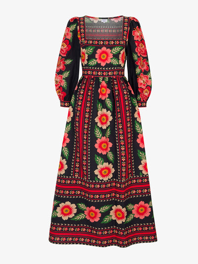 Pink City Prints Scarlet folk Polly dress at Collagerie