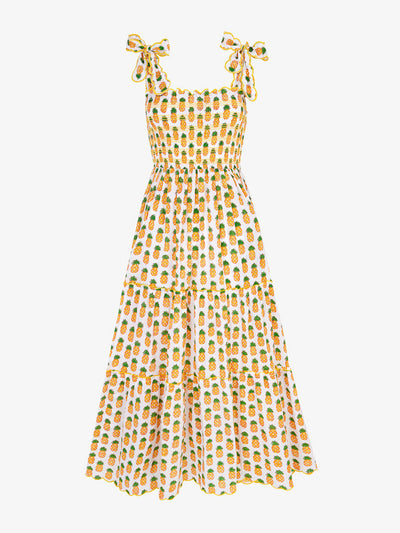 Pink City Prints Sunshine pineapple malaga dress at Collagerie