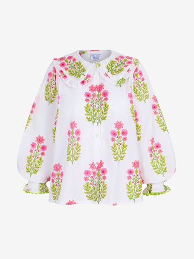 Pink City Prints Zest botanical apple blouse at Collagerie