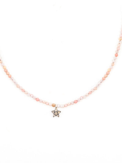 Kirstie Le Marque Diamond daisy and pink opal bead necklace at Collagerie