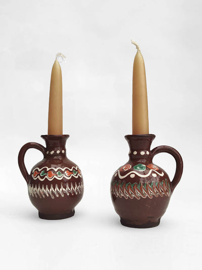 Plümo Brown ceramic candlestick holder at Collagerie