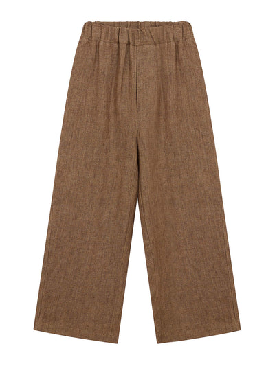 Plümo Taupe linen pants in a soft herringbone tweed at Collagerie