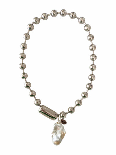 Pon The Store Ball chain pearl necklace at Collagerie