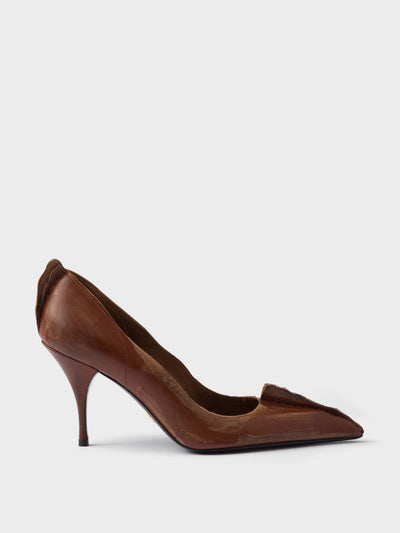 Prada Antiqued leather pumps at Collagerie