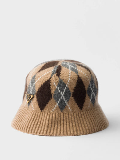 Prada Argyle knit bucket hat at Collagerie