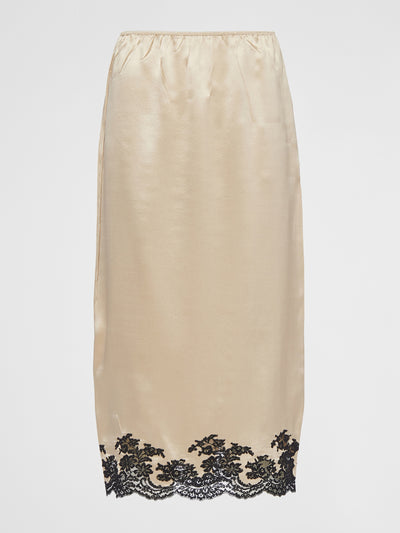 Prada Satin crepe and lace midi-skirt at Collagerie