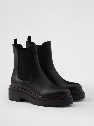 Prada Leather Chelsea boots at Collagerie