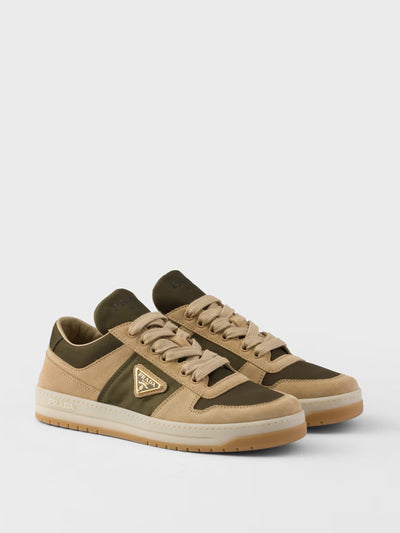 Prada Downtown suede and Re-Nylon sneakers at Collagerie