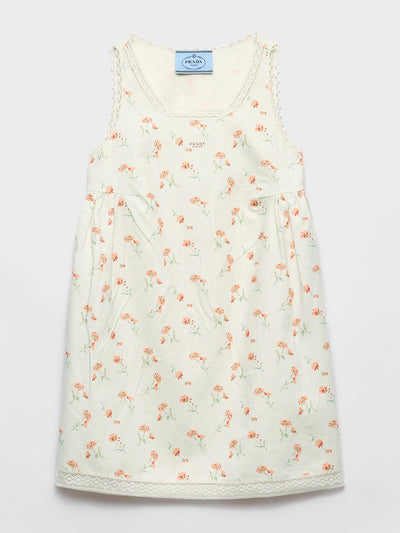 Prada Floral print linen mini-dress at Collagerie