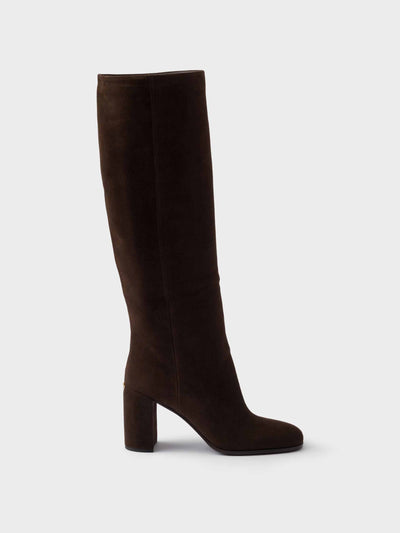 Prada Heeled suede boots at Collagerie