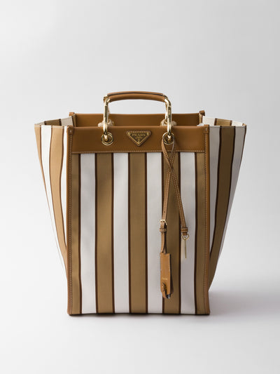Prada Large printed canvas and leather tote bag at Collagerie