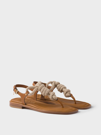 Prada Leather and cord thong sandals at Collagerie