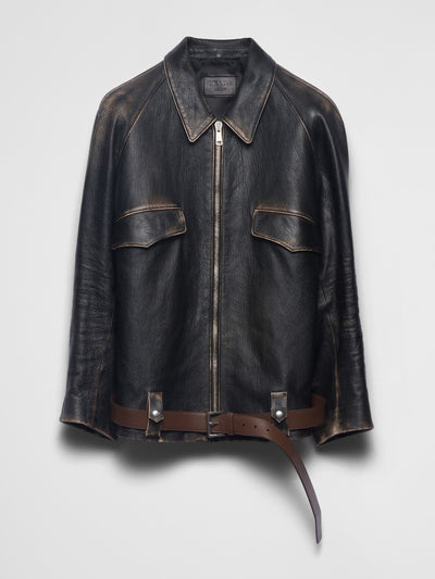 Prada Leather blouson jacket at Collagerie