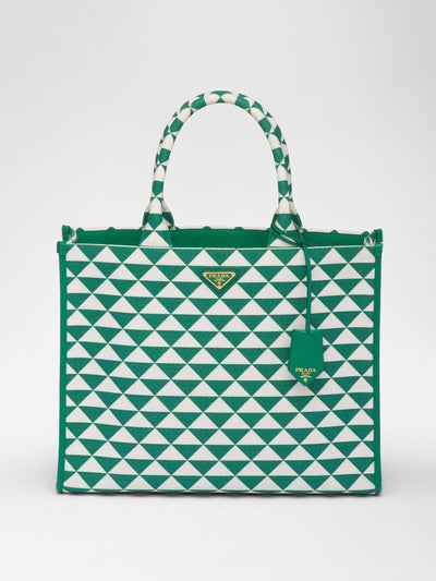 Prada Green and white embroidered fabric handbag at Collagerie