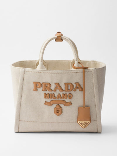 Prada Medium linen blend tote bag at Collagerie