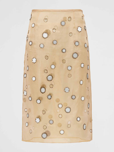Prada Mirror-embellished organza midi-skirt at Collagerie