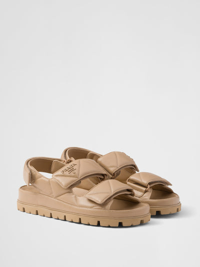 Prada Padded nappa leather sandals at Collagerie