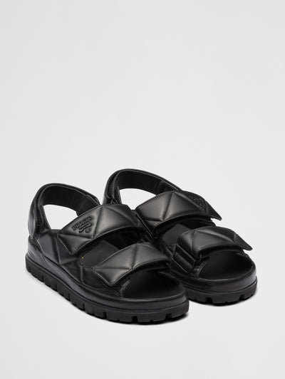 Prada Padded nappa leather sandals at Collagerie