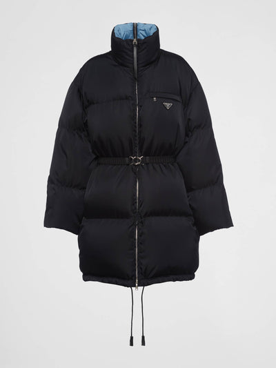 Prada Re-Nylon Gabardine hooded down coat at Collagerie