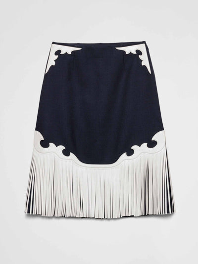 Prada Rush stitch skirt with leather fringe at Collagerie