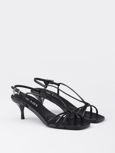 Prada Heeled leather sandals at Collagerie